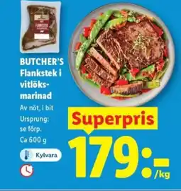 Lidl BUTCHER'S Flankstek i vitlöks- marinad erbjuda