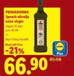 Lidl PRIMADONNA Spansk olivolja extra virgin erbjuda