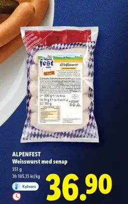 Lidl ALPENFEST Weisswurst med senap erbjuda