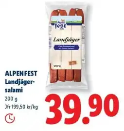 Lidl ALPENFEST Landjäger- salami erbjuda