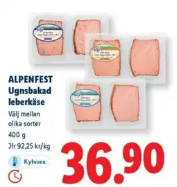 Lidl ALPENFEST Ugnsbakad leberkäse erbjuda