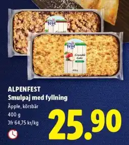 Lidl ALPENFEST Smulpaj med fyllning erbjuda