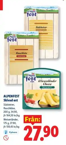 Lidl ALPENFEST Skivad ost erbjuda