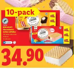 Lidl BON GELATI Glassandwich mellan våffelkex erbjuda