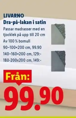 Lidl LIVARNO Dra-på-lakan i satin erbjuda