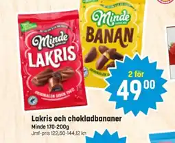 Eurocash MINDE Lakris och chokladbananer erbjuda