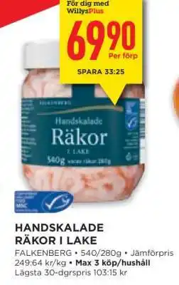 Willys Handskalade Räkor i Lake erbjuda