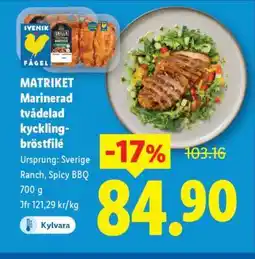 Lidl MATRIKET Marinerad tvådelad kycklingbröstfilé erbjuda
