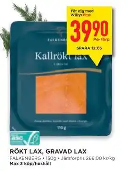 Willys Rökt lax, gravad lax erbjuda