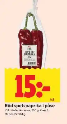 ICA Supermarket Röd Spetspaprika i Påse erbjuda