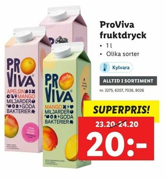 Lidl ProViva fruktdryck erbjuda