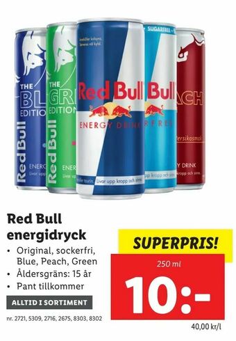 Lidl Red Bull energidryck erbjuda