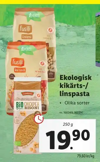 Ekologisk kikärts-/ linspasta