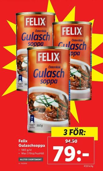 Lidl Felix Gulaschsoppa erbjuda
