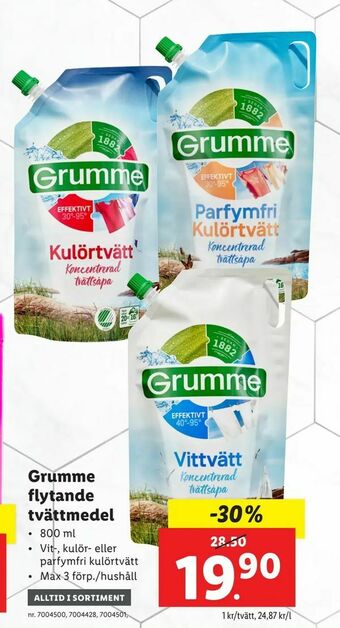 Lidl Grumme flytande tvättmedel erbjuda