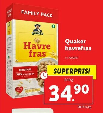 Lidl Quaker havrefras erbjuda