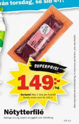Pekås Nötytterfilé, Medlemspris erbjuda