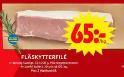 ICA Supermarket FLÄSKYTTERFILÉ erbjuda