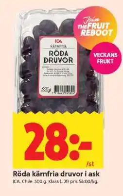 ICA Supermarket RÖDA KÄRNFRIA DRUVOR I ASK erbjuda
