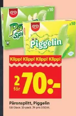 ICA Supermarket Päronsplitt, Piggelin erbjuda