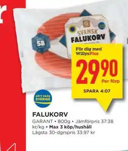 Willys Falukorv erbjuda