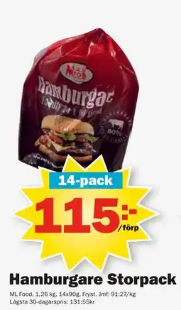 Pekås Hamburgare Storpack erbjuda