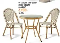 Mio Utegrupp med bord och 2 stolar campino erbjuda