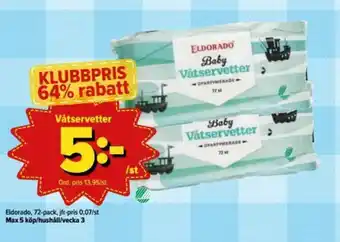 Östenssons Eldorado Våtservetter 72-pack erbjuda