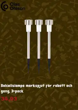 Clas Ohlson Solcellslampa markspjut för rabatt och gang, 3-pack erbjuda