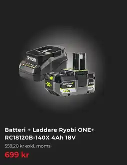 Granngården Batteri + Laddare Ryobi ONE+ RC18120B-140X 4Ah 18V erbjuda