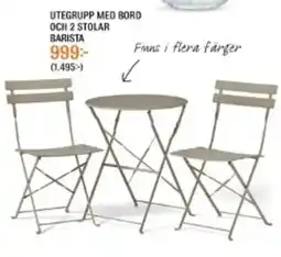 Mio Utegrupp med bord och 2 stolar barista erbjuda