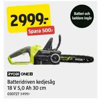 Jula Batteridriven kedjesåg 18 V 5,0 Ah 30 cm erbjuda