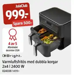 Jula Varmluftsfritös med dubbla korgar 2 x 4 l 2400 W erbjuda