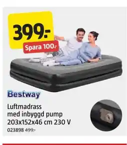 Jula Luftmadrass med inbyggd pump 203x152x46 cm 230 V erbjuda