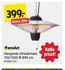 Jula Hängande infravärmare 750 /1500 W Ø45 cm erbjuda