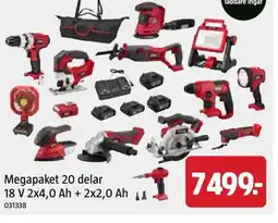 Jula Megapaket 20 delar 18 V 2x4,0 Ah + 2x2,0 Ah erbjuda