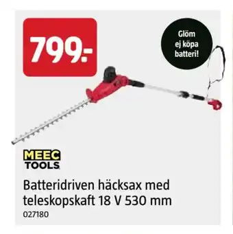 Batteridriven häcksax med teleskopskaft 18 V