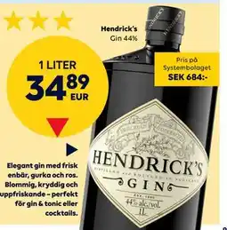 Border Shop Hendrick’s, EUR 34.89 erbjuda