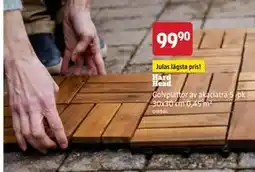Jula Golvplattor av akaciaträ 5 -pk 30x30 cm 0,45 m² erbjuda