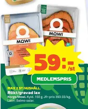 Rökt/gravad lax, Medlemspris