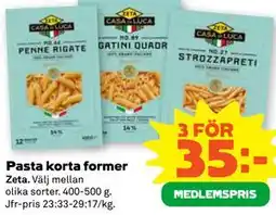 Stora Coop Pasta korta former, Medlemspris erbjuda