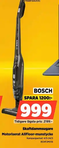 Power BOSCH Skaftdammsugare Motoriserat AllFloor-munstycke erbjuda