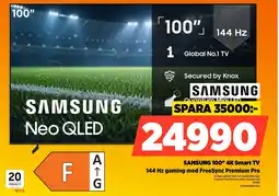 Power SAMSUNG 100" 4K Smart TV 144 Hz gaming med FreeSync Premium Pro erbjuda