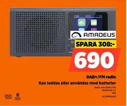 Power Amadeus dab+/fm radio kan laddas eller användas med batterier erbjuda