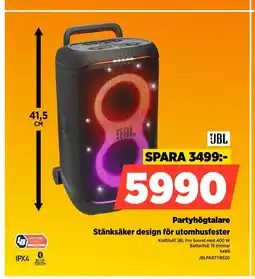 Power Jbl partyhögtalare stänksäker design för utomhusfester erbjuda