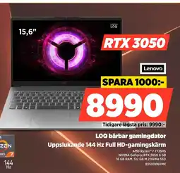 Power Lenovo LOQ bärbar gamingdator Uppslukande 144 Hz Full HD-gamingskärm erbjuda