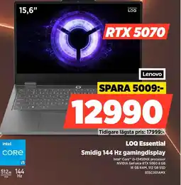 Power Lenovo LOQ Essential Smidig 144 Hz gamingdisplay erbjuda