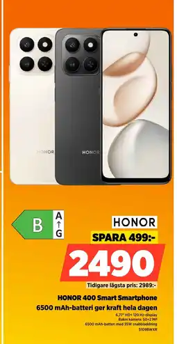 Power HONOR HONOR 400 Smart Smartphone 6500 mAh-batteri ger kraft hela dagen erbjuda