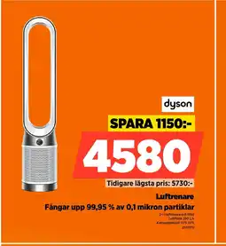 Power Dyson luftrenare fångar upp 99,95 % av 0,1 mikron partiklar erbjuda