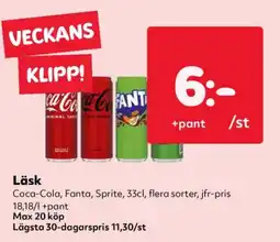 Priso Hemköp Coca-Cola, Fanta, Sprite Läsk erbjuda